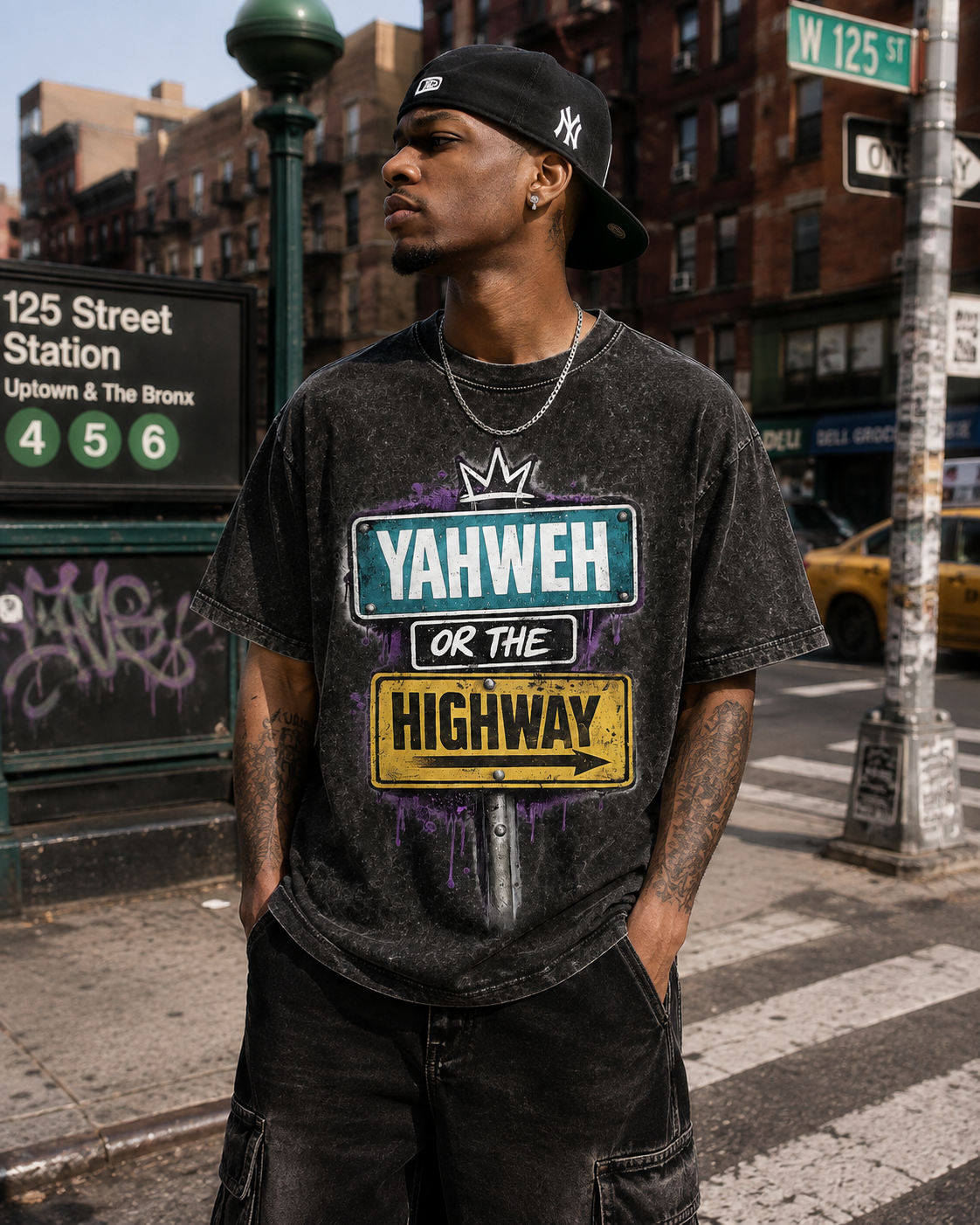 UNISEX BOXY YHWH or the HWY Custom Distressed