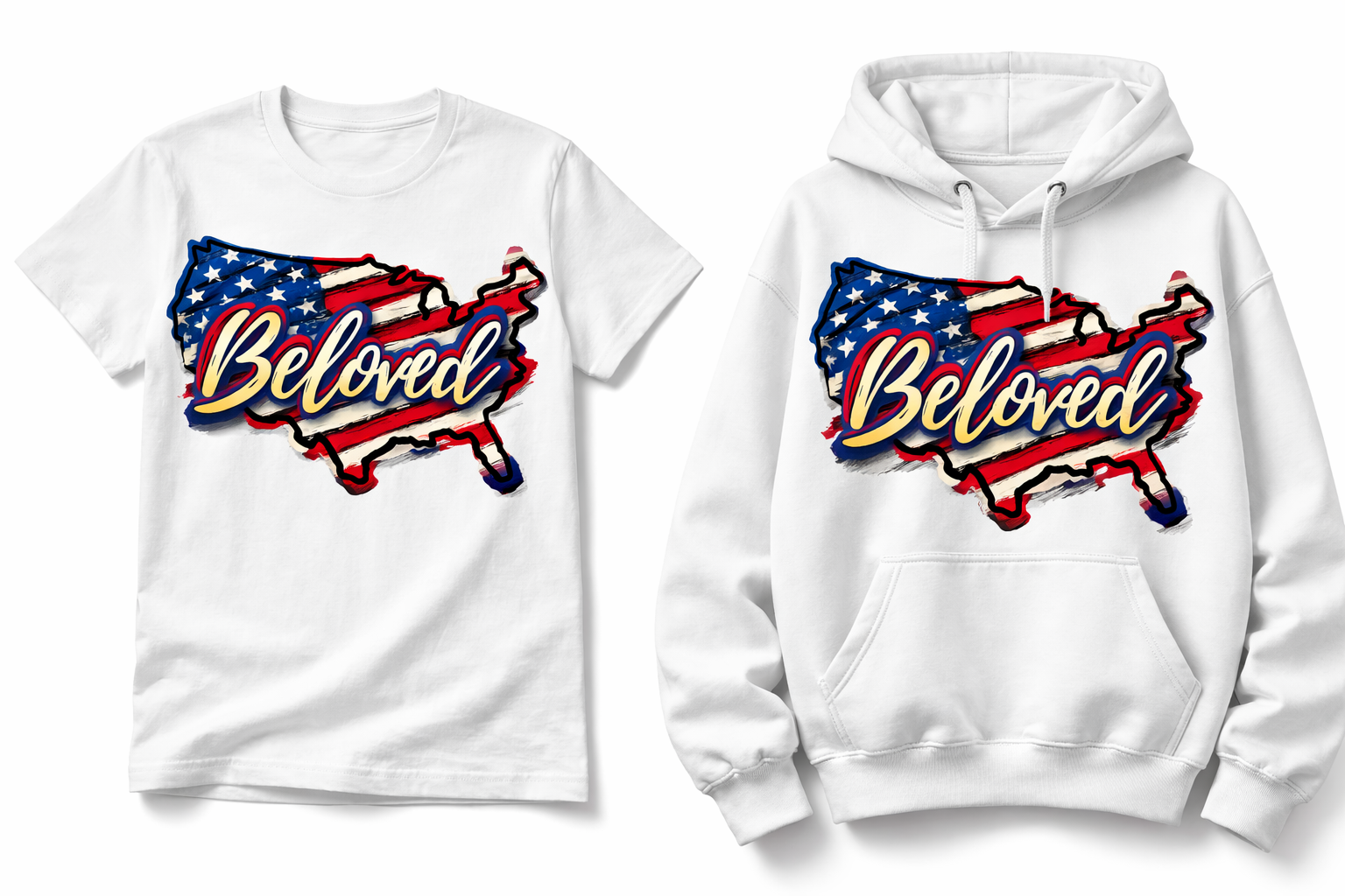 BELOVED AMERICA UNISEX T/HOODIE