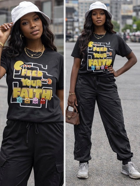 Feed Your Faith Pac Man Graphic Unisex T-Shirt