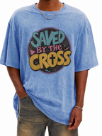 UNISEX SAVED BY THE CROSS DISTRESSED TEE